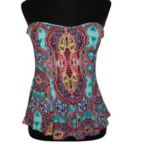 VENUS Boho Strapless Bandeau Top Large Colorful